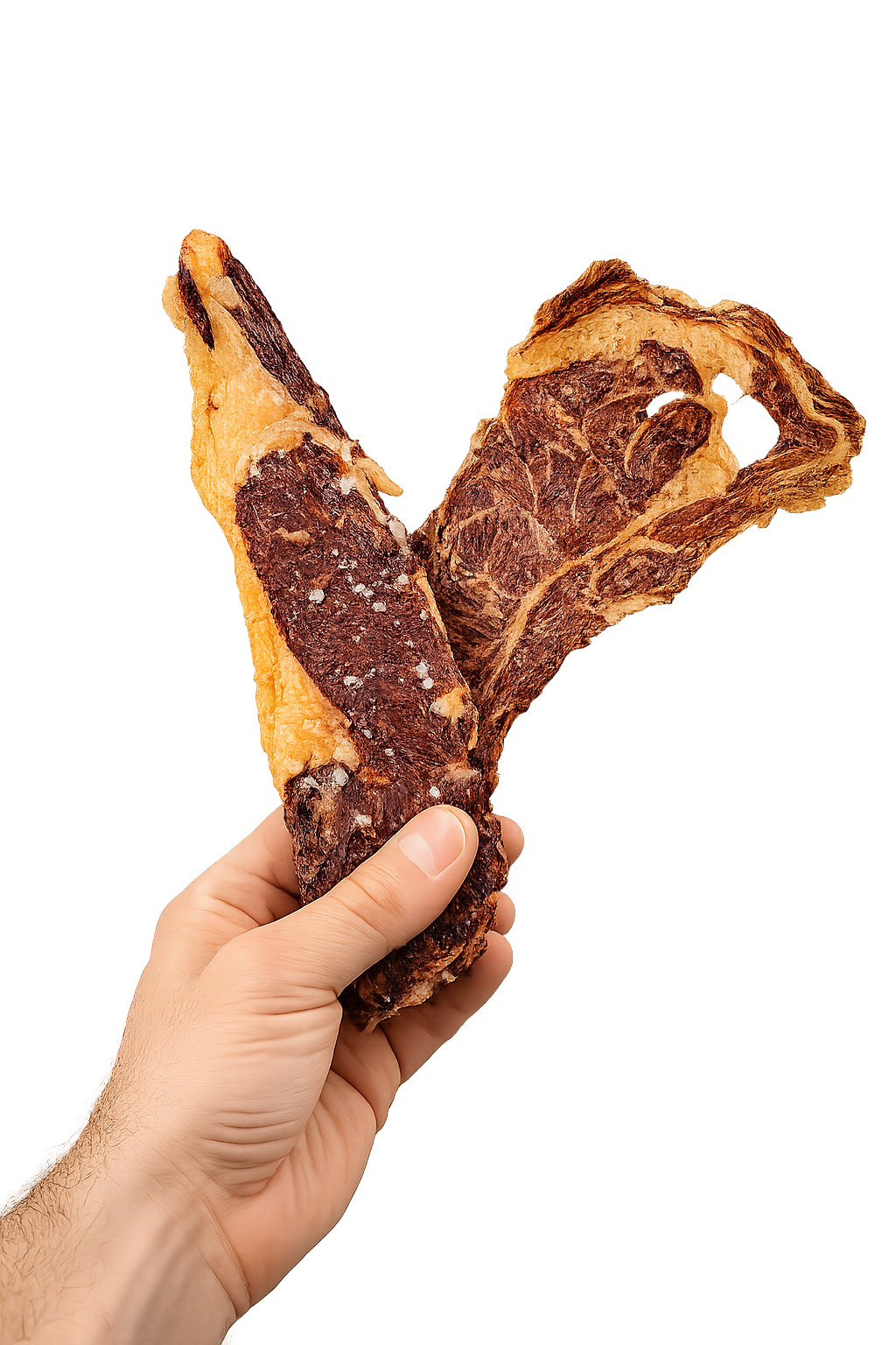 HNTR Steak Jerky in der Hand